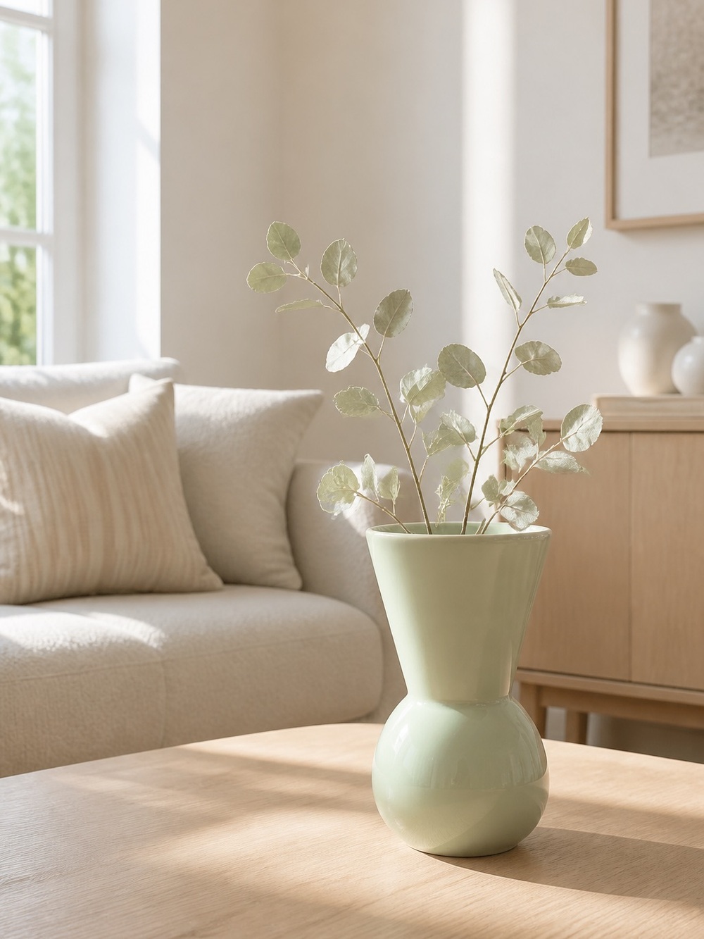 Muted Sage Ceramic Vase - Elegant Home Accent